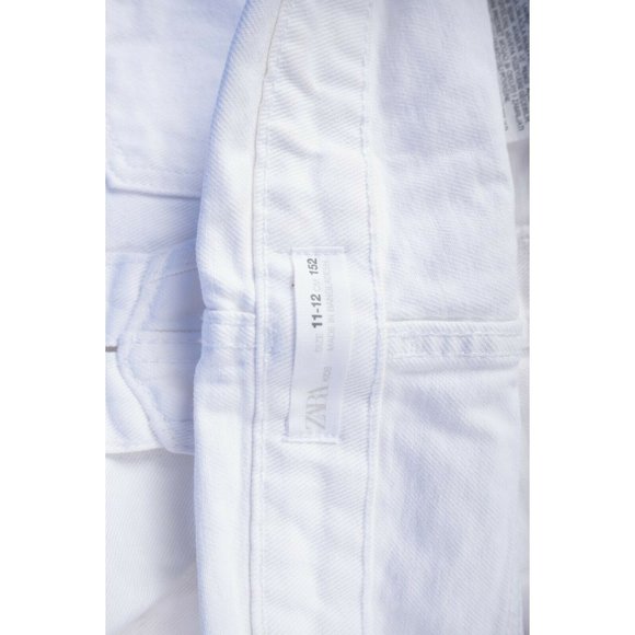 Zara Girls Short Jean Overalls Sz 11-12 White - Picture 3 of 3